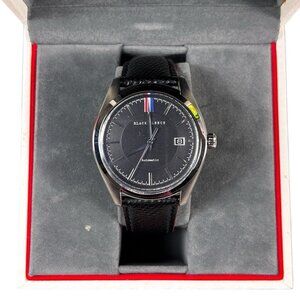 Brooks Brothers Black Fleece Watch 42mm Black Face Black Leather Band NH35-0020